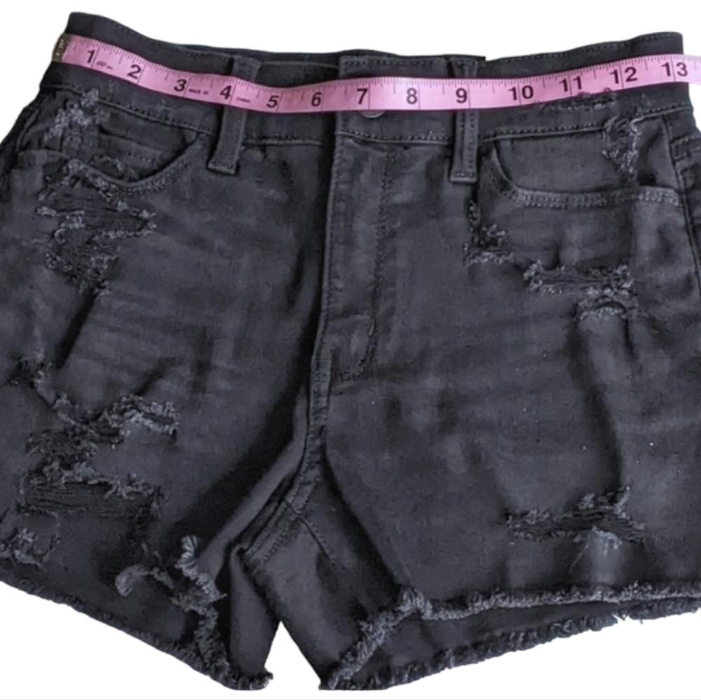 🔖NWT! SO Curvy High Rise Shortie Shorts Black Jean Denim - Picture 10 of 15